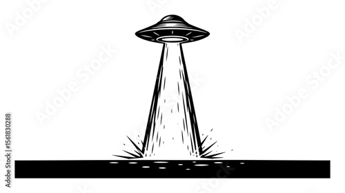 UFO beaming light to ground vector