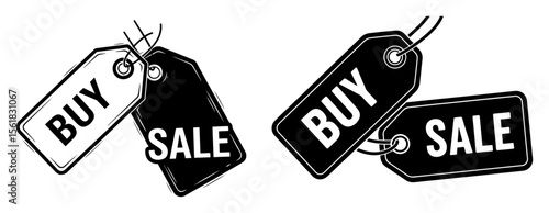 buy and sale hanging price tags black and white