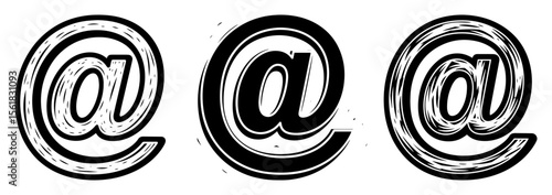 stylized at symbols set black and white vector