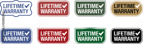 Lifetime warranty vector graphic set, product guarantee badges, assurance label, quality assurance, trust seal