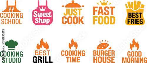 Cooking school studio logo design vector template for restaurant cafe food shop bakery and culinary business