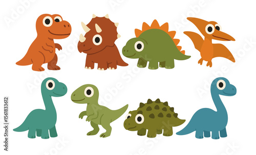 Colorful cartoon dinosaurs collection for kids’ designs and educational materials