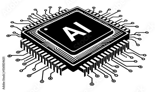 ai microchip vector technology icon