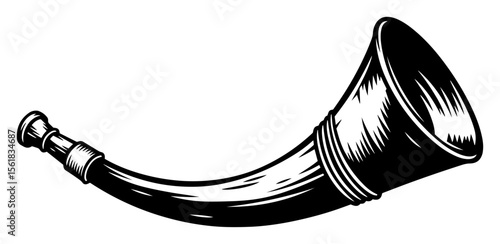 historic tribal horn vector used for announcements and rituals, stylized as antique ceremonial instrument
