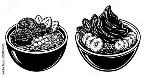 healthy breakfast food black and white vector