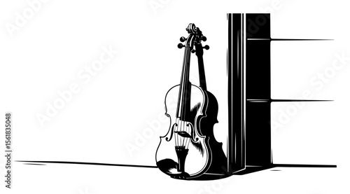violin resting by wall vector