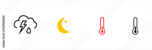 sun clouds rain lightning temperature snow moon wind rainbow thunderstorm fog hail heat cold thermometer night day showers sunset dawn umbrella celsius scale fahrenheit scale