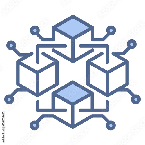 Blockchain Technology Blue Icon