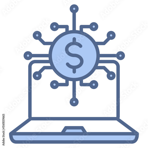 Digital Economy Blue Icon