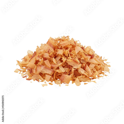 Pile of Dried Bonito Flakes, Delicate and Flaky, Ready for Culinary Use.