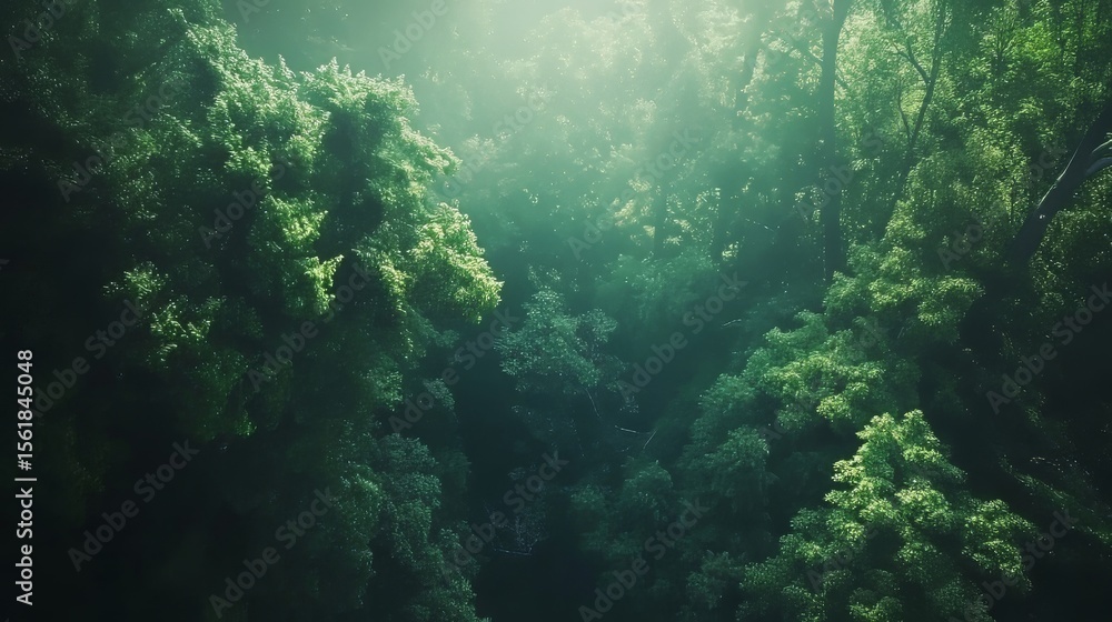 Fototapeta premium Aerial view of a dense forest canopy
