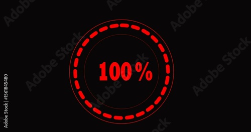 Red 0 to 100 loading animation with smooth circular progress. Ideal for tech UI, apps, games, dashboards, countdowns, and modern motion design projects.