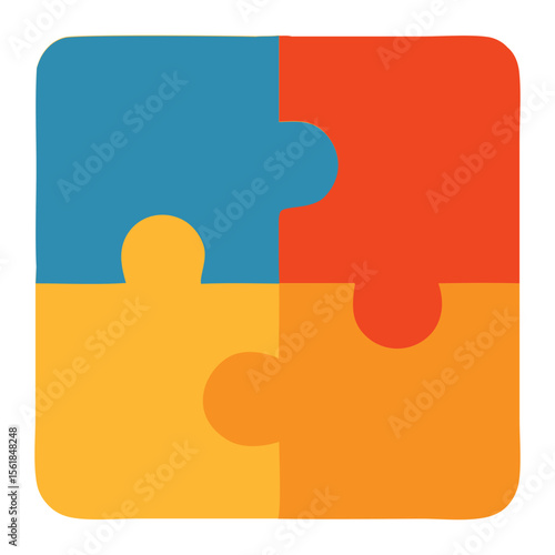 Educational games icon with colorful fourpiece jigsaw puzzle, ideal for educational apps, websites, and materials catering to young learners