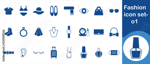 Fashion icon set, poster, virtual event, concept, tailor, winter jacket, dressing room, influencer, camera, calendar, editable, steamer, live streaming, applique and more