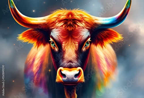 bull on a blue background