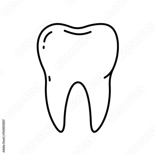 Tooth outline illustration with simple lines for dental design  