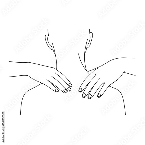Two hands giving a neck massage to a person with a bare back  