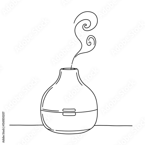 Simple line drawing of aromatherapy diffuser with steam rising  