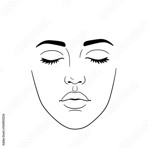 Abstract outline of a woman's face with closed eyes and serene expression  