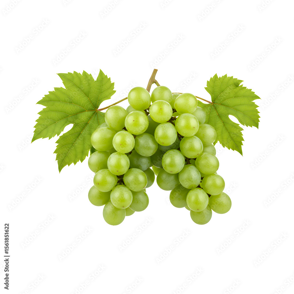 Fresh bunch of juicy green grapes with leafy vine, isolated on a transparent background. Perfect for food design, healthy lifestyle, organic farming, or product packaging.
Fresh bunch of juicy green grapes with leafy vine, isolated on a transparent background. Perfect for food design, healthy lifestyle, organic farming, or product packaging.