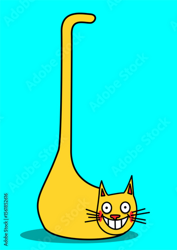 illustration of a cat with a long tail