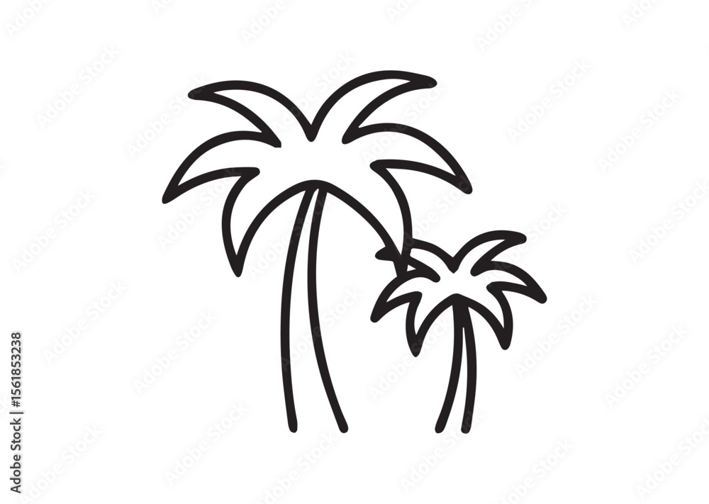 Obraz premium Palm tree line art vector, Palm tree icon
