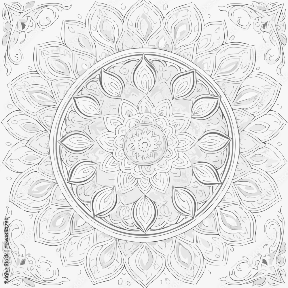 Fototapeta premium Intricate mandala design featuring floral patterns for coloring