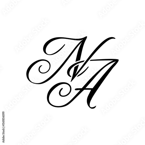 Elegant NA Monogram Logo in Black Script – Luxury Calligraphy Initial Design on White Background