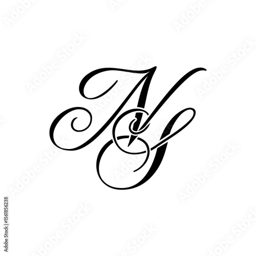 Elegant NS Monogram Logo in Black Script – Luxury Calligraphy Initial Design on White Background