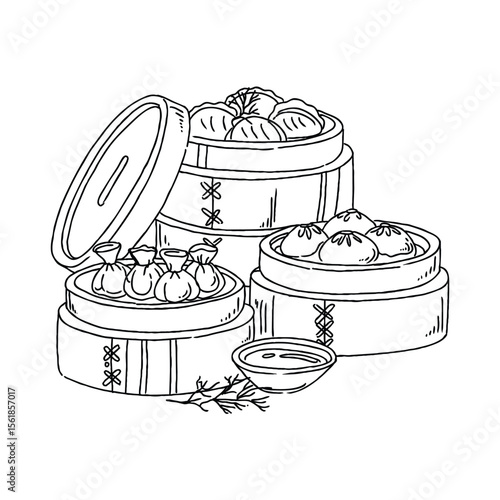 Asian food steamer illustration