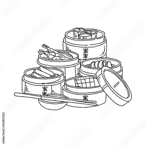 Asian food steamer illustration