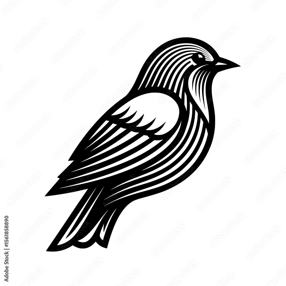 Fototapeta premium Modern Line Art Style Bird Illustration