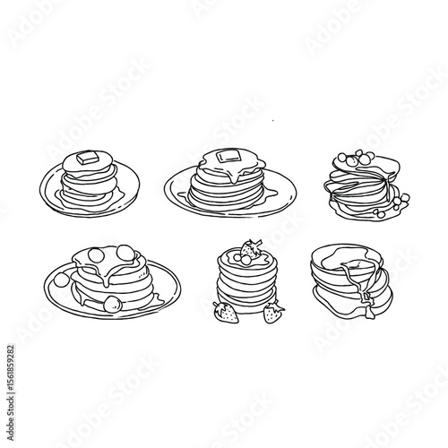Black and white illustration of pancakes