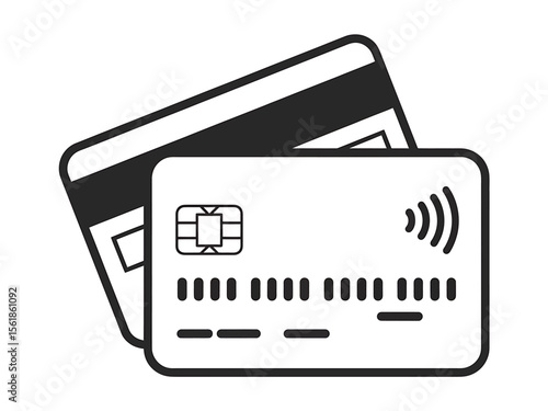 A Minimalist Black and White Illustration of Credit Cards Contactless Payment Technology