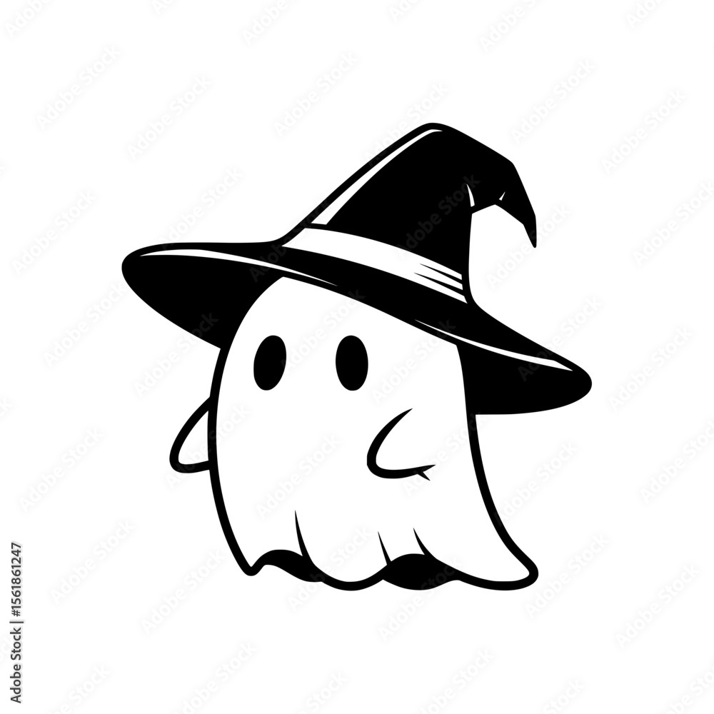 Fototapeta premium Cute Witch Ghost Halloween Icon