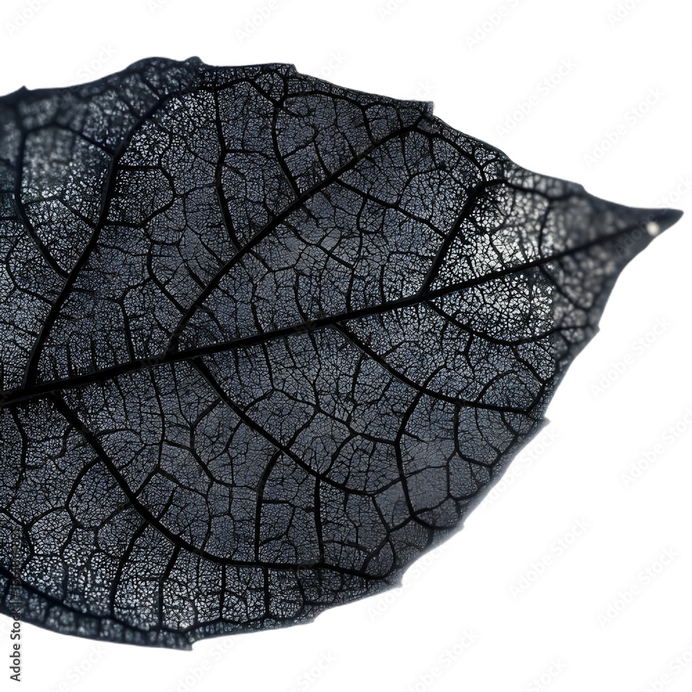 Fototapeta premium Extreme Macro of the Surface of a Black Leaf Isolated on Transparent background.