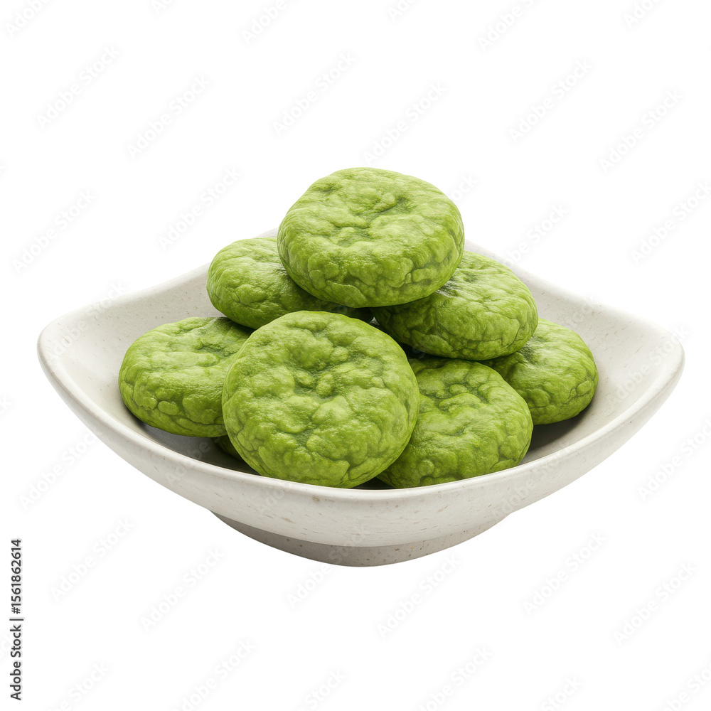 Fototapeta premium Stacked Matcha Green Tea Cookies in a Dish