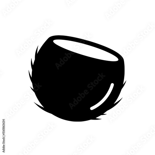 Minimalist and modern vector illustration of a halved coconut in black