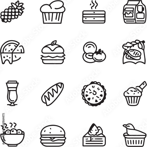 Food Black Line Editable Icons set