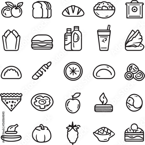 Food Black Line Editable Icons set