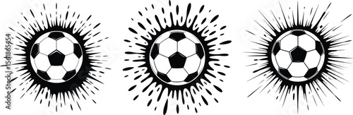 Soccer Ball Grunge Bundle, Football Splash Silhouette Clipart Set


