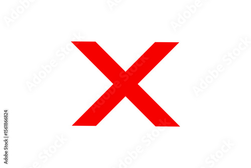 A large red letter x symbol isolated on a transparent background isolated on transparent background