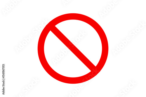 Red prohibition symbol with a diagonal line across a circle isolated on transparent background