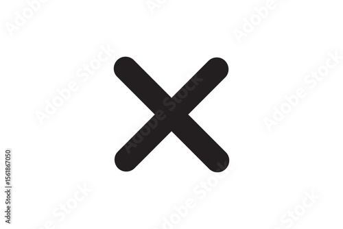 Simple black cross symbol with rounded ends isolated on a transparent background isolated on transparent background