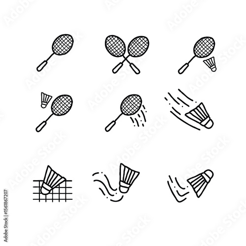 Hand drawn badminton illustrations