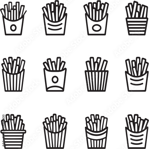 Food Black Line Editable Icons set