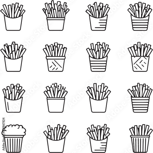 Food Black Line Editable Icons set