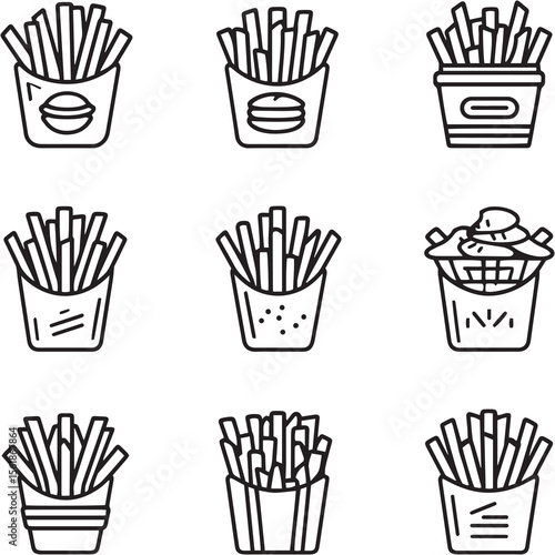 Food Black Line Editable Icons set