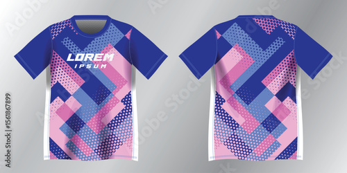 abstract blue and pink background pattern for sport jersey design mockup