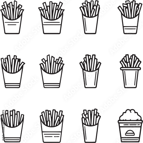 Food Black Line Editable Icons set